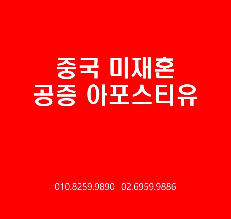 중국 미재혼공증 아포스티유 건강보험 사례 1