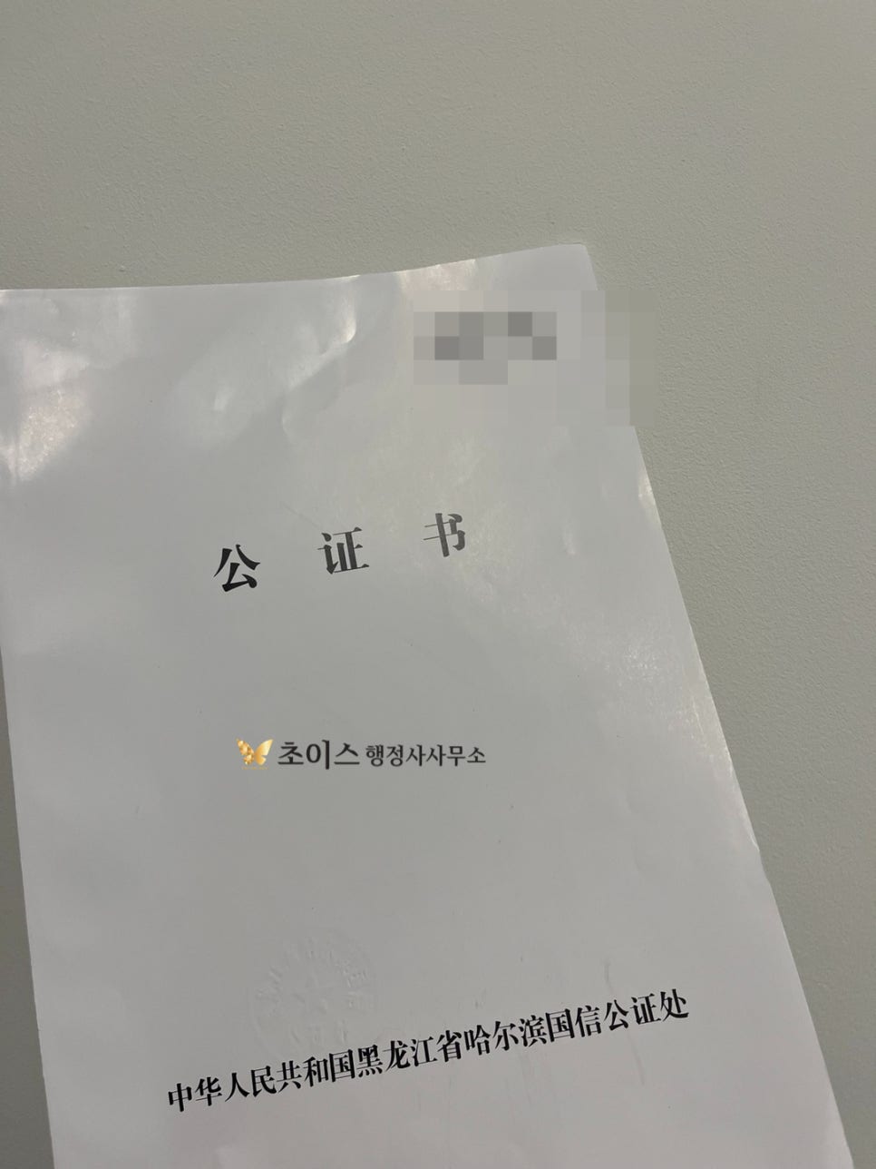 중국 친속공증 미재혼공증 건강보험 사례 2