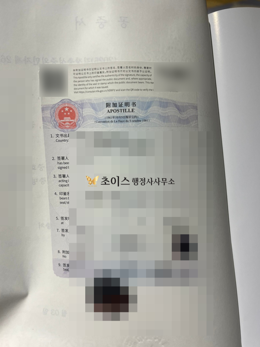 중국 친속공증 혼인공증 건강보험 사례 9