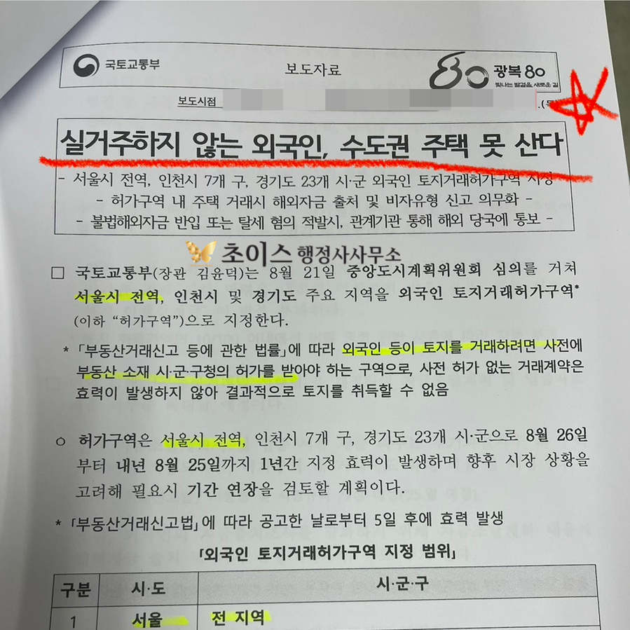 거소증 조기연장 토지거래허가 사례 7